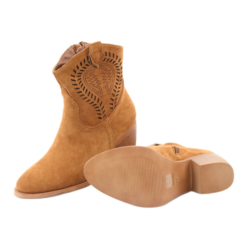 M.Daszyński Botas de cowboy femininas casuais Daszyński 1921, camurça castanho 6