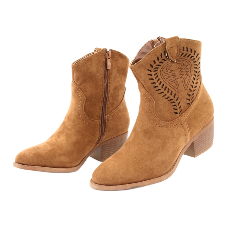 M.Daszyński Botas de cowboy femininas casuais Daszyński 1921, camurça castanho 3