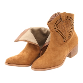 M.Daszyński Botas de cowboy femininas casuais Daszyński 1921, camurça castanho 5