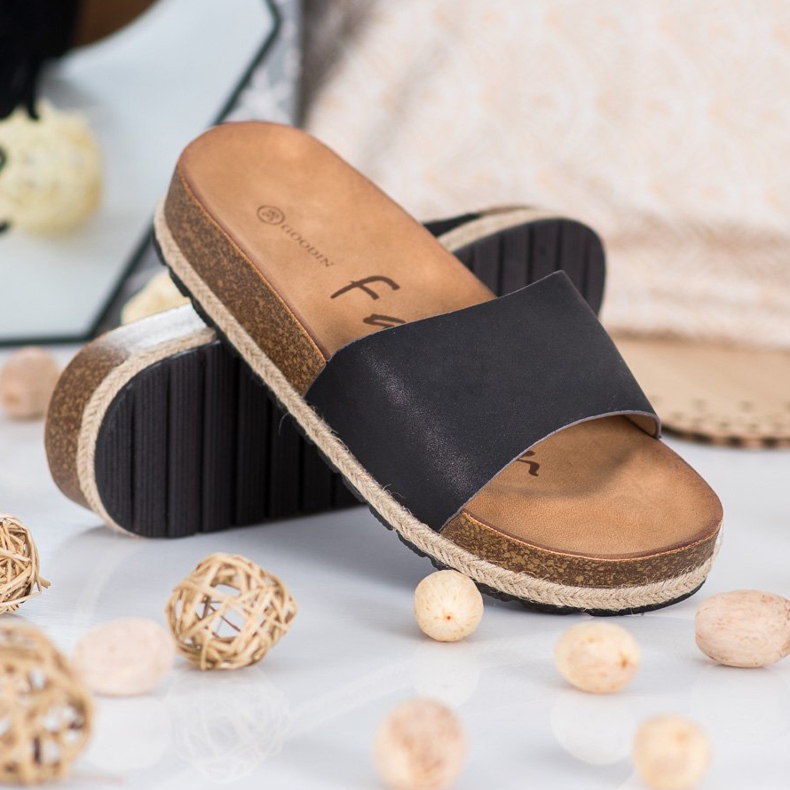 Goodin Chinelos pretos elegantes 1