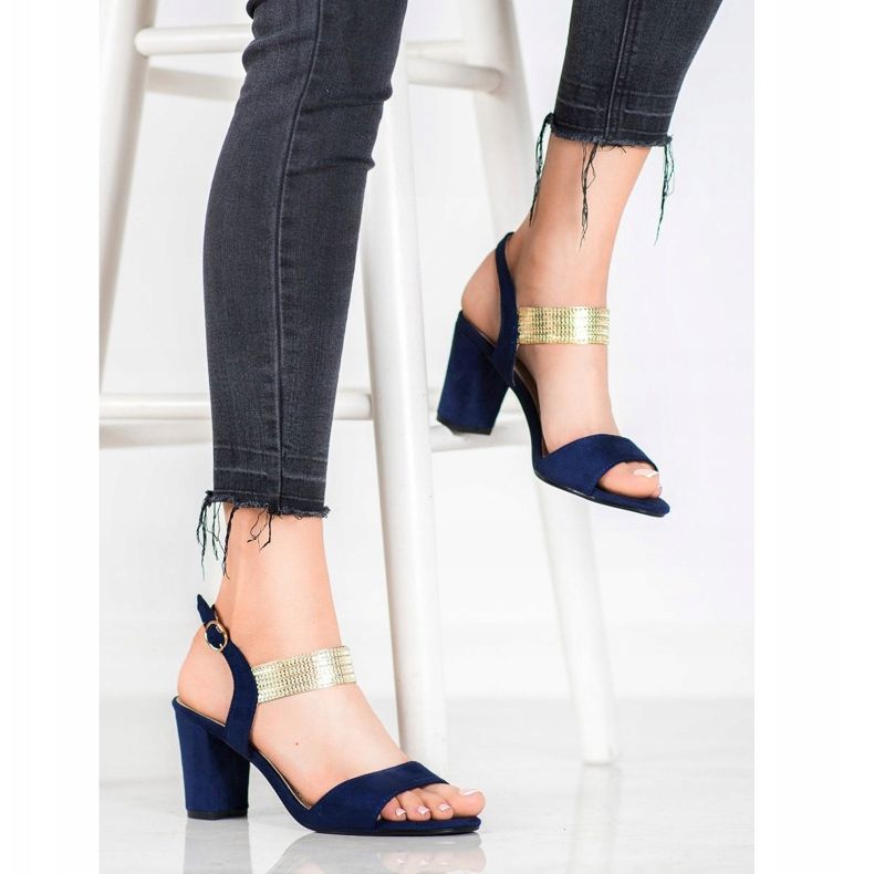 Filippo Sandálias com cinto de ouro azul amarelo 1