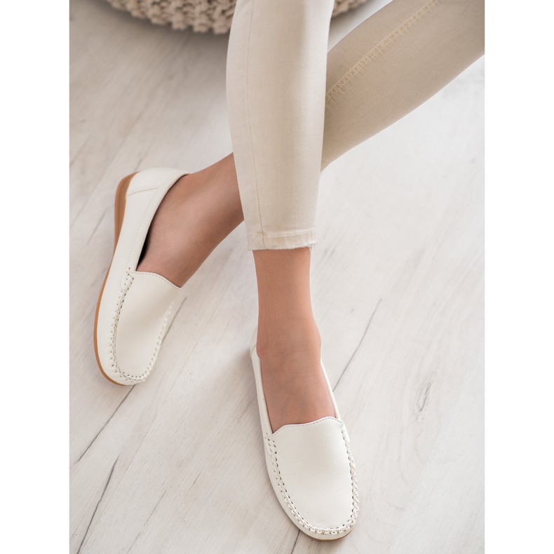 Primavera Mocassins de couro ecológico branco 1