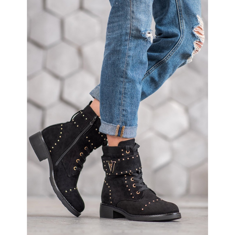 SDS Trabalhadores de camurça elegantes preto 2