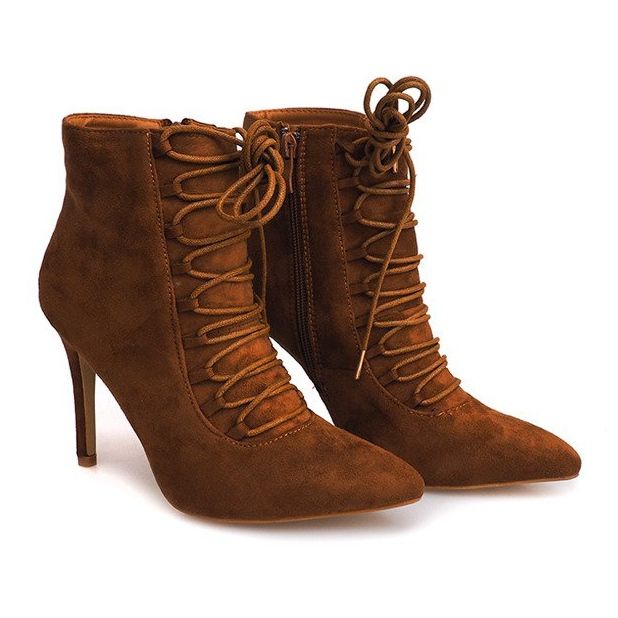 Botas de salto alto 595SE Camel marrom 2