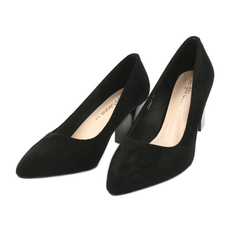 Sapatos de camurça com salto alto Sergio Leone PB403 preto 3