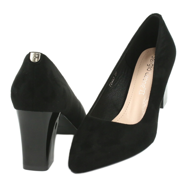 Sapatos de camurça com salto alto Sergio Leone PB403 preto 4
