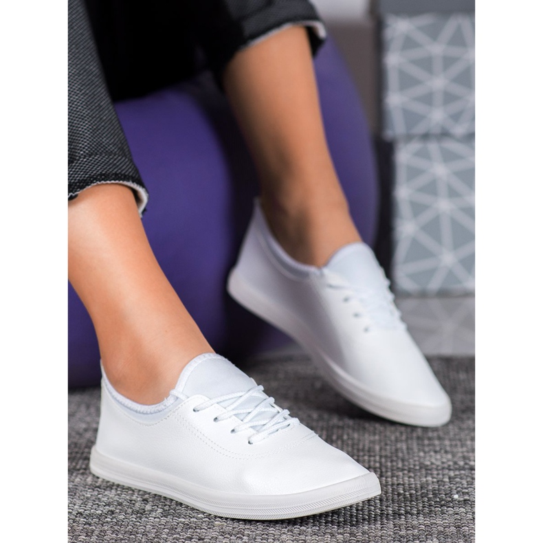 SHELOVET Tênis leves com couro ecológico branco 1