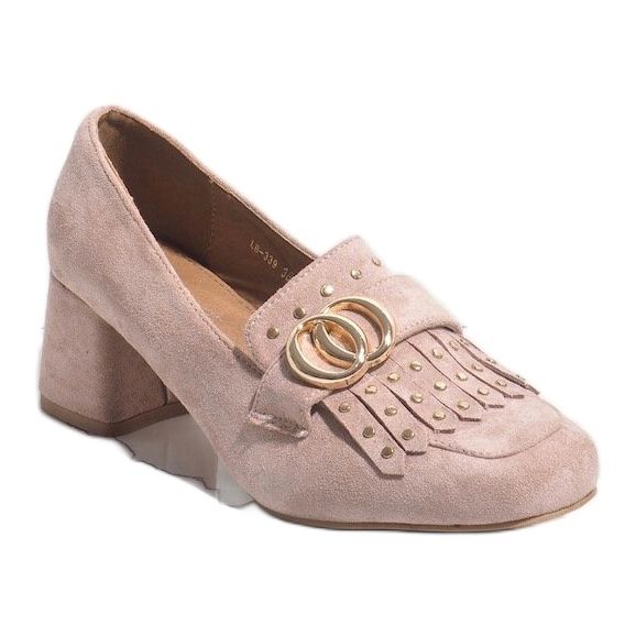 Bombas de camurça rosa no poste LB-339 1