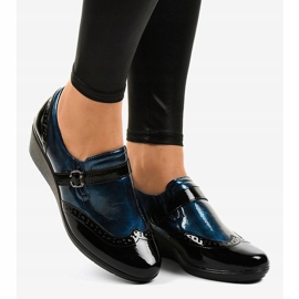 Sapatos pretos de cunha 7-9021 azul marinho 1