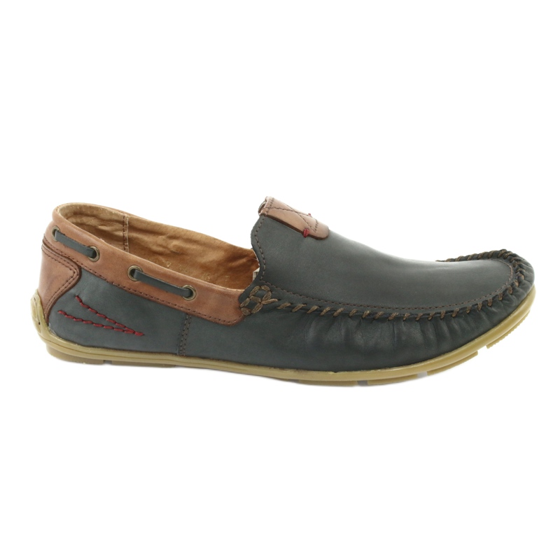 Mocassins de couro masculino Riko 781 marrom azul-marinho 1
