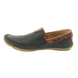 Mocassins de couro masculino Riko 781 marrom azul-marinho 3