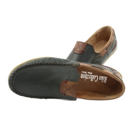 Mocassins de couro masculino Riko 781 marrom azul-marinho 7