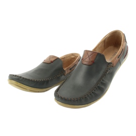Mocassins de couro masculino Riko 781 marrom azul-marinho 4