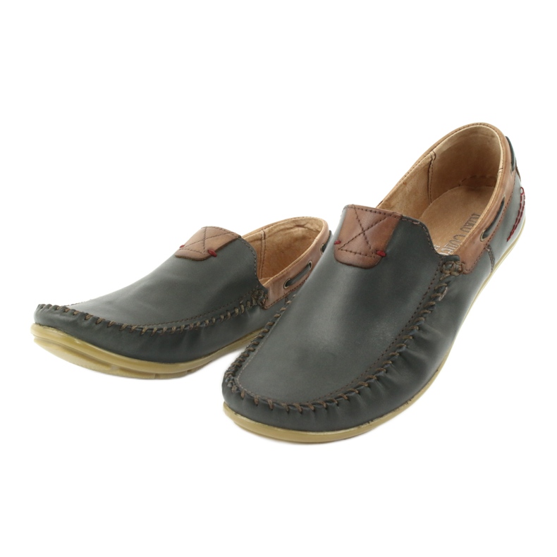 Mocassins de couro masculino Riko 781 marrom azul-marinho 4