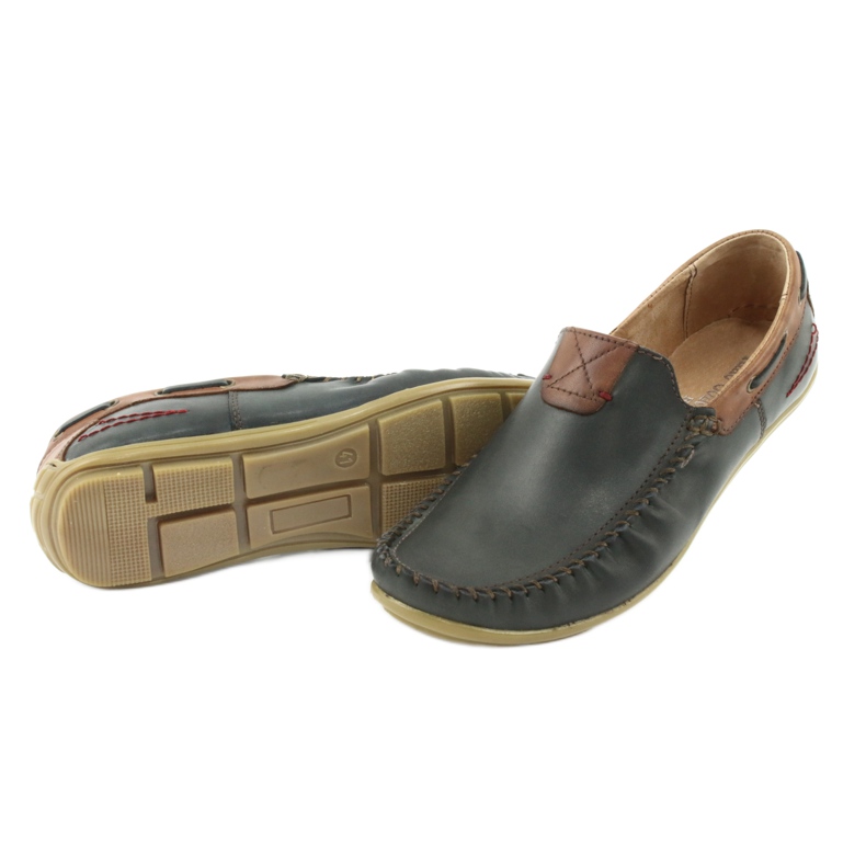 Mocassins de couro masculino Riko 781 marrom azul-marinho 6