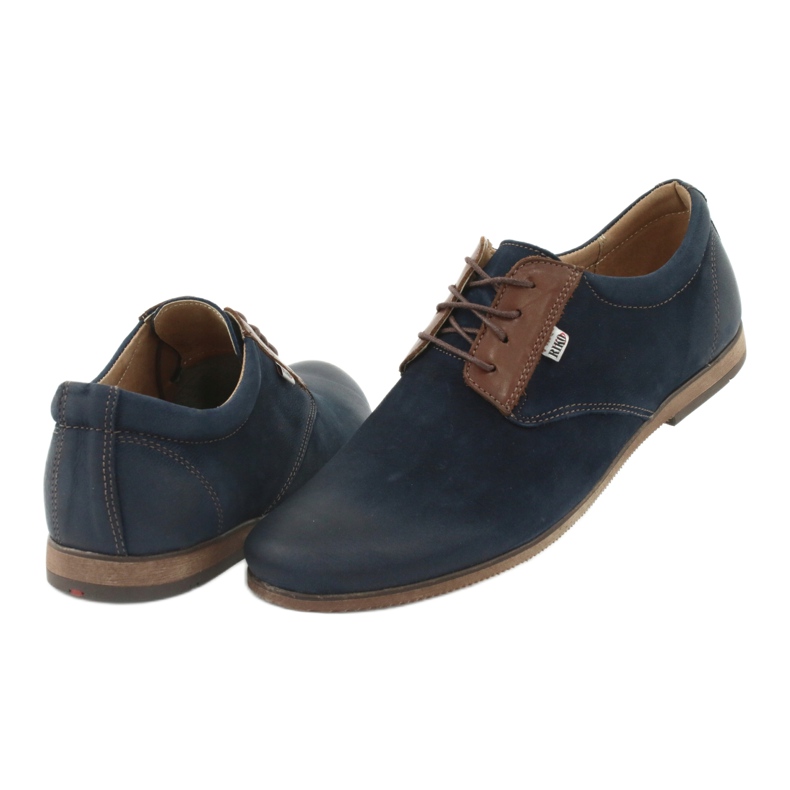 Riko Sapatos de couro masculino 777 azul marinho 4