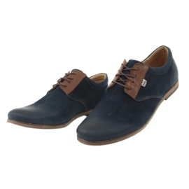 Riko Sapatos de couro masculino 777 azul marinho 3