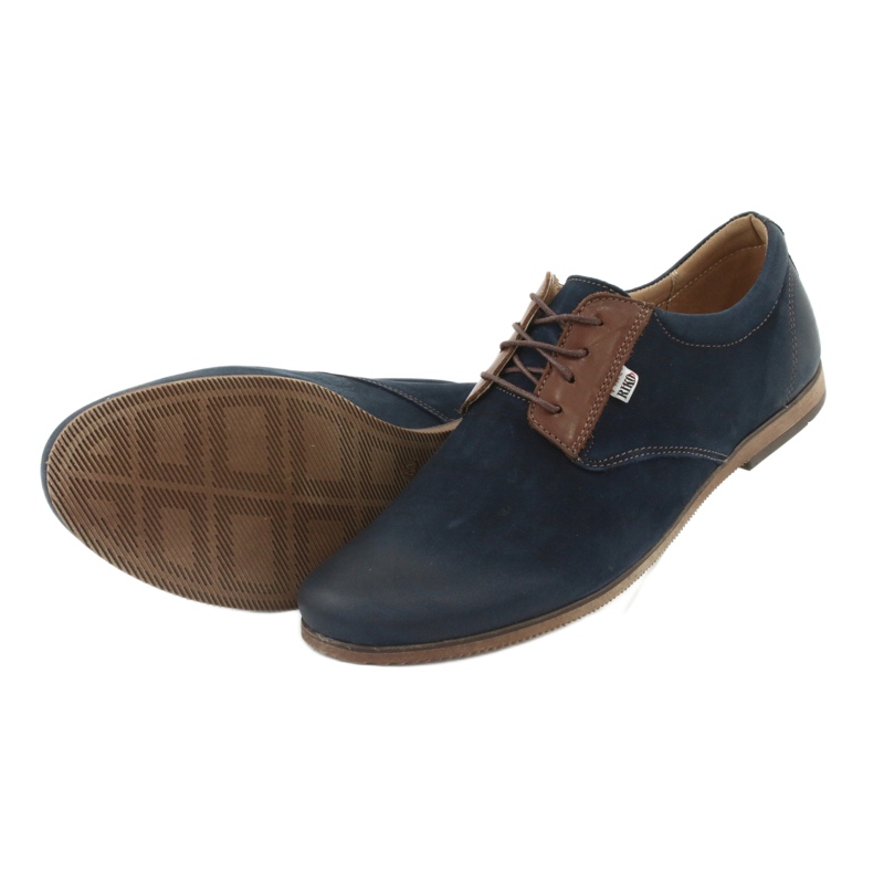 Riko Sapatos de couro masculino 777 azul marinho 5