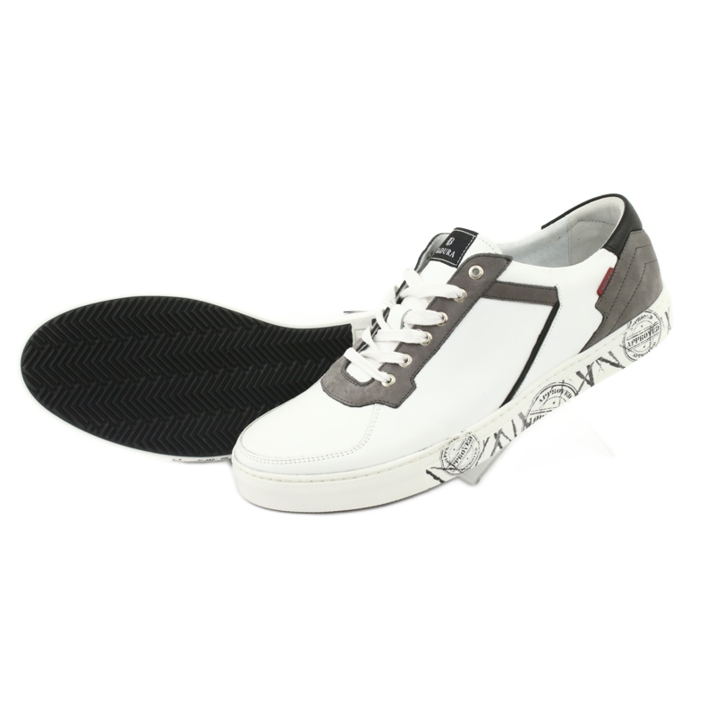 Sapatos desportivos em pele Badura 3361 branco preto cinza 1