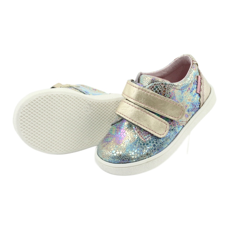 Sapatos de couro holográfico para meninas para velcro 1327 roxo mazurek 5