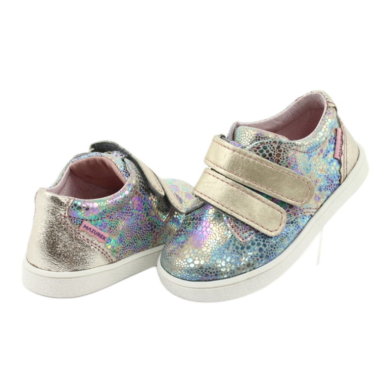 Sapatos de couro holográfico para meninas para velcro 1327 roxo mazurek 4