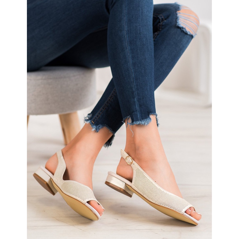 Sergio Leone Sandálias Openwork em Salto Baixo amarelo 2