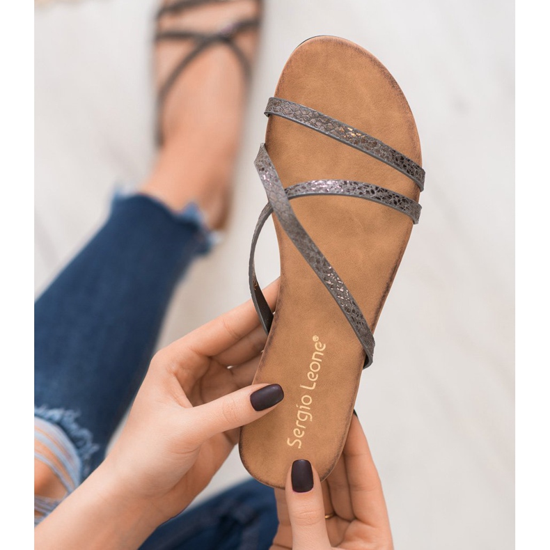 Sergio Leone Chinelos elegantes cinza 2