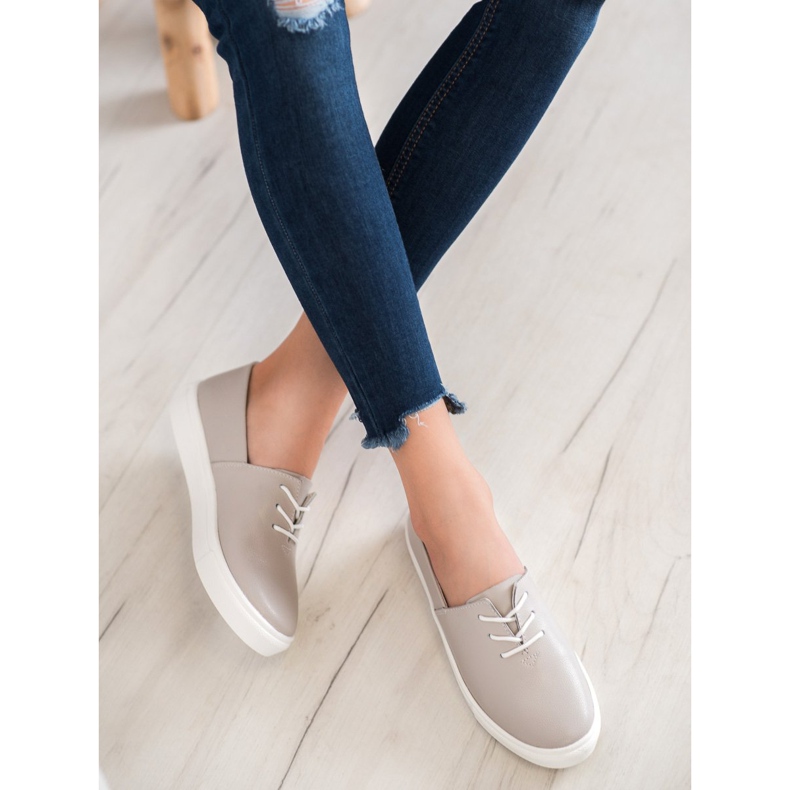 Filippo Tênis elegantes de couro cinza 1