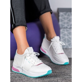 SHELOVET Sapatos amarrados em couro ecológico branco 1