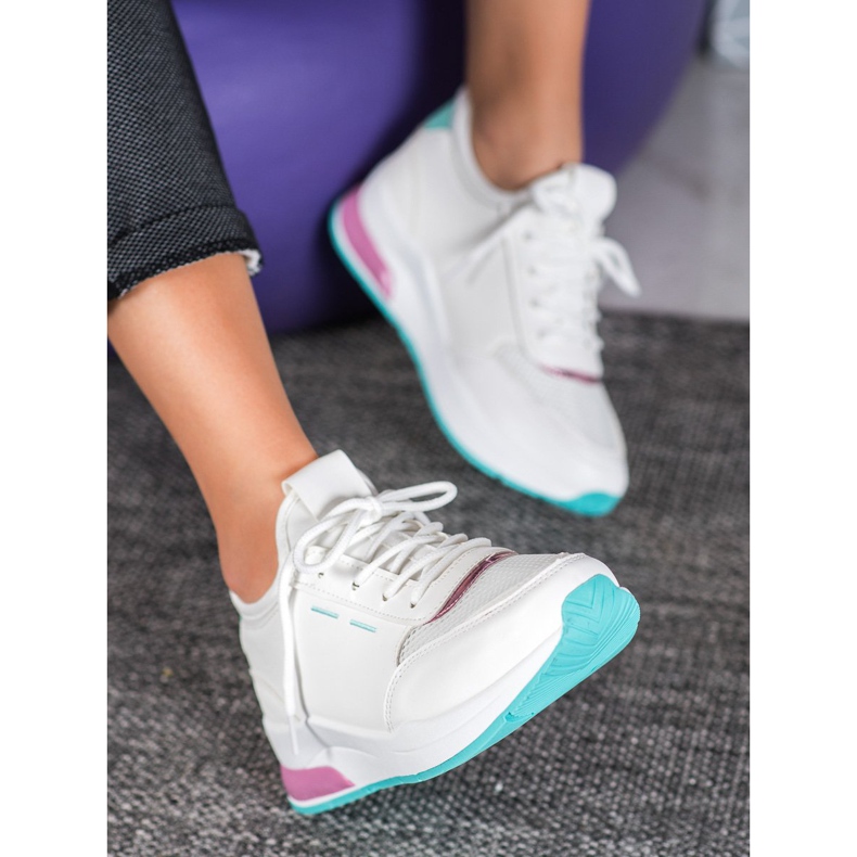 SHELOVET Sapatos amarrados em couro ecológico branco 2