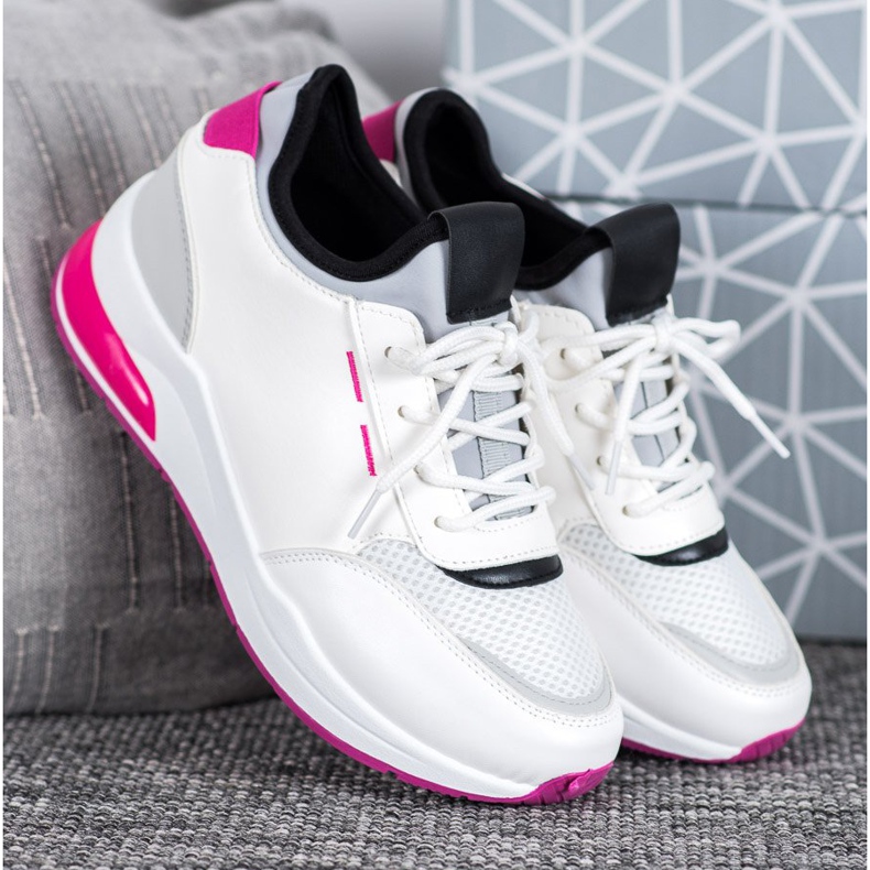 SHELOVET Sapatos amarrados em couro ecológico branco 1