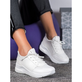 SHELOVET Sapatos amarrados em couro ecológico branco 1