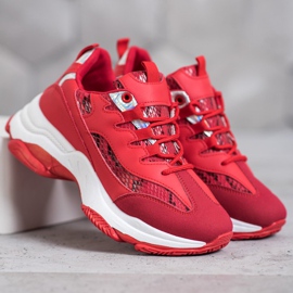 SHELOVET Tênis com plataforma Snake Print vermelho 2 SHELOVET Tênis com plataforma Snake Print vermelho 2