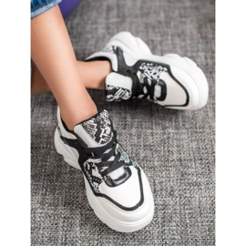 Weide Tênis de couro ecológico da moda branco preto 1