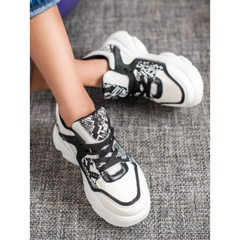 Weide Tênis de couro ecológico da moda branco preto 1