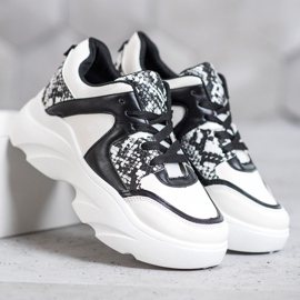 Weide Tênis de couro ecológico da moda branco preto 2