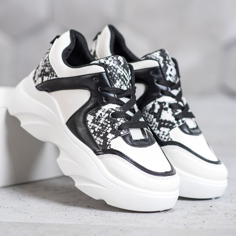 Weide Tênis de couro ecológico da moda branco preto 2