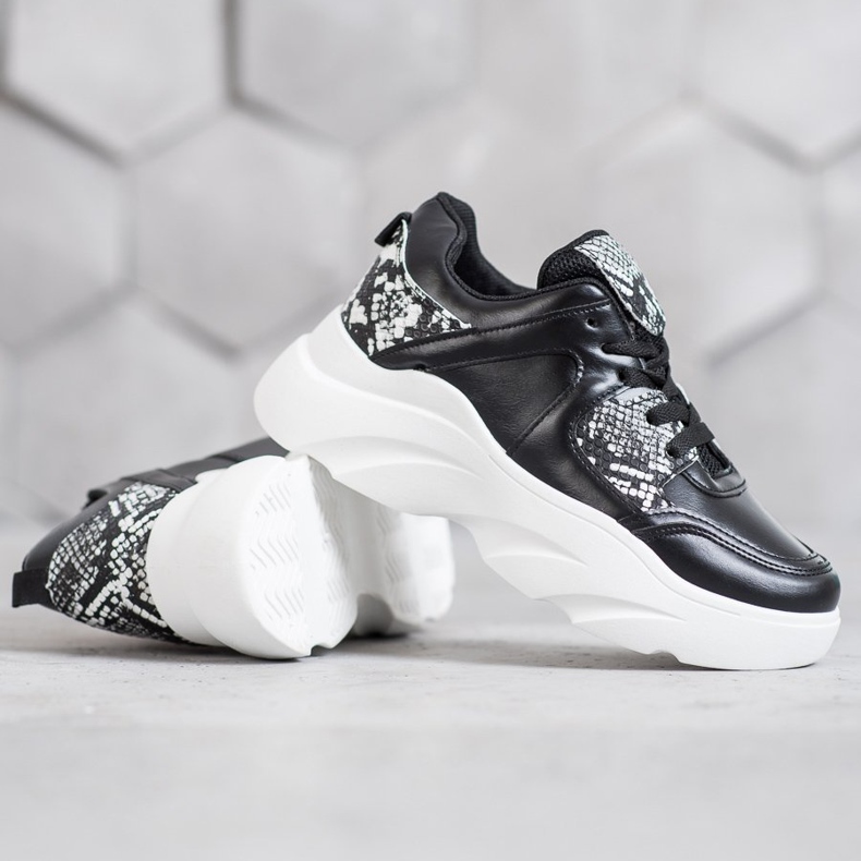 Weide Tênis de couro ecológico da moda preto 1