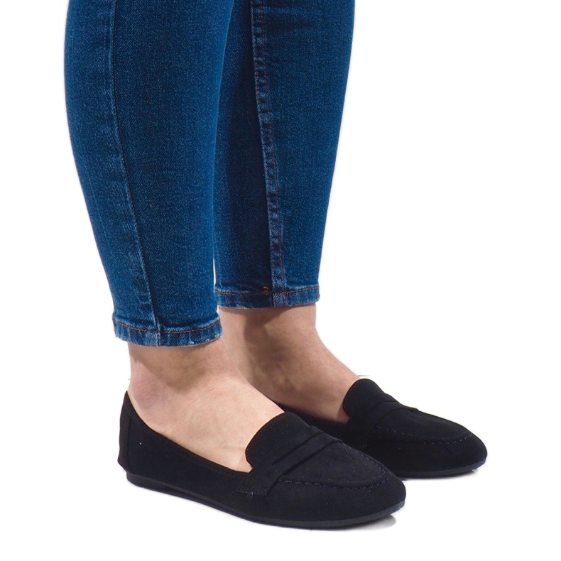 Mocassins de bailarina de camurça ecológica preta B2030 preto 1