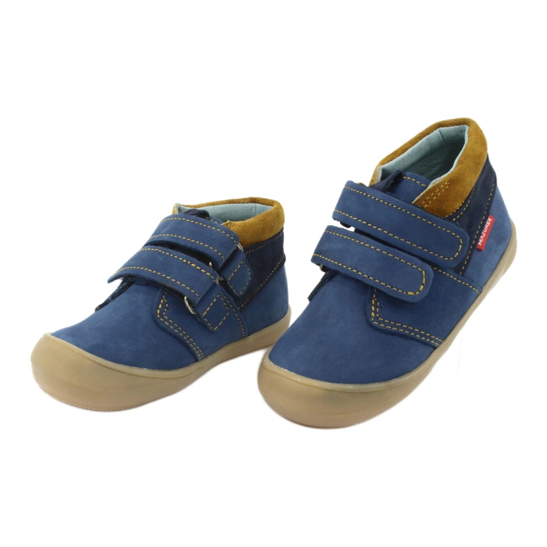 Botas de velcro para menino Mazurek 1355, azul marinho/marrom 3