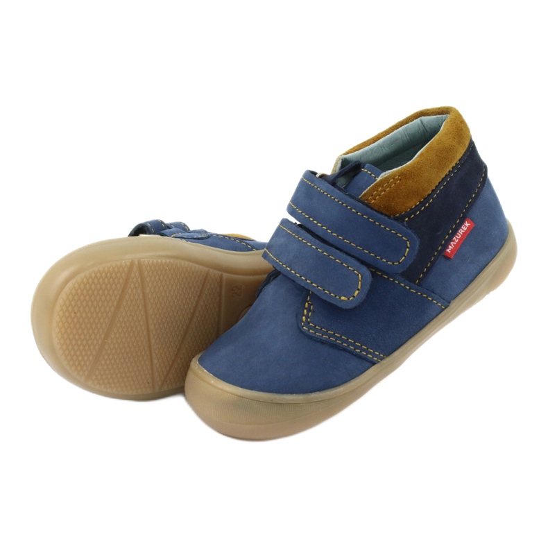 Botas de velcro para menino Mazurek 1355, azul marinho/marrom 5