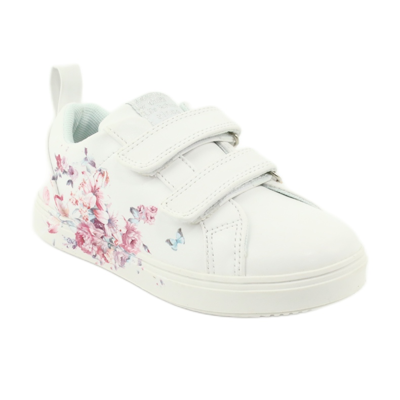 Tênis American Club Velcro com flores ES11 branco vermelho azul 1