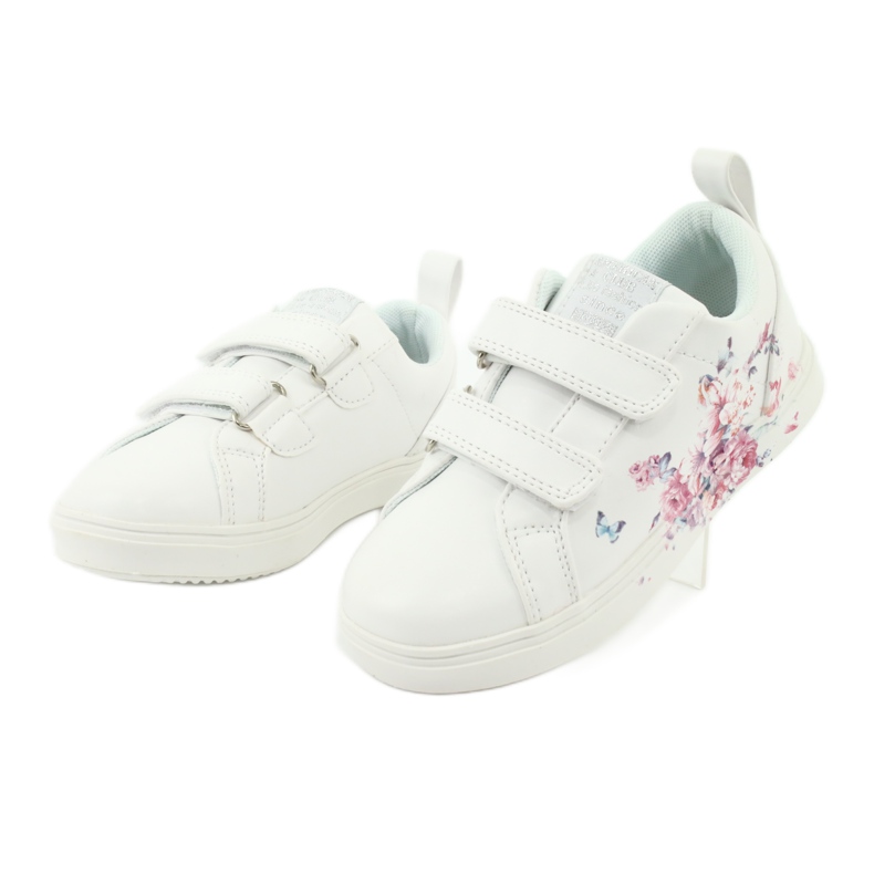 Tênis American Club Velcro com flores ES11 branco vermelho azul 3
