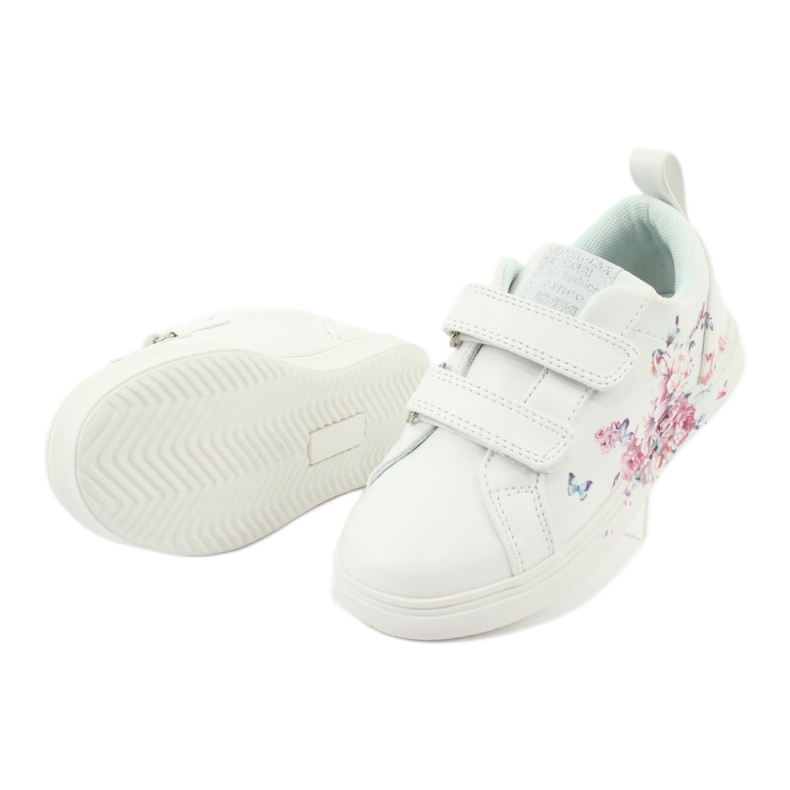 Tênis American Club Velcro com flores ES11 branco vermelho azul 4