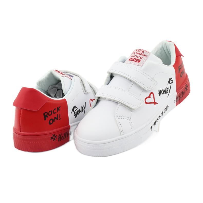 Tênis esportivo com velcro branco e vermelho American Club ES05 4