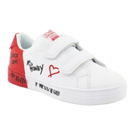 Tênis esportivo com velcro branco e vermelho American Club ES05 1