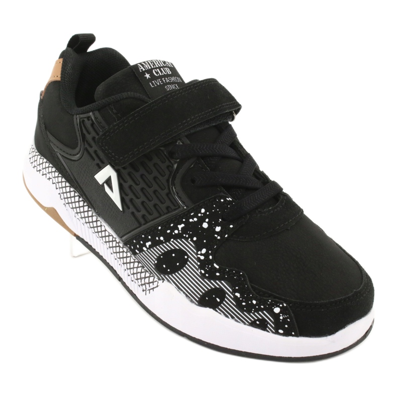 American Club Sapatos esportivos infantis de clube americano BS03 preto branco 1