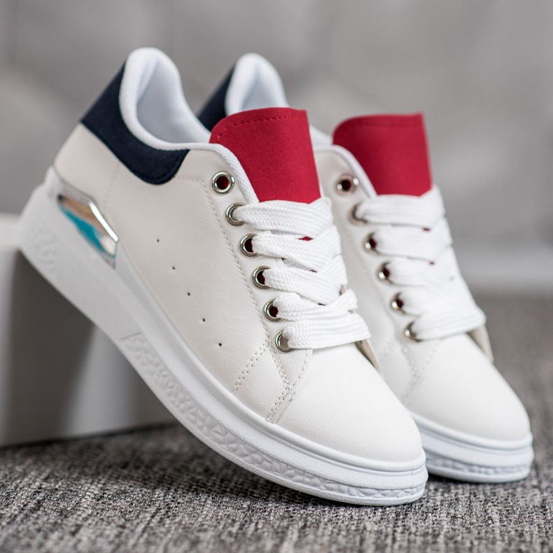 SHELOVET Tênis na plataforma com couro ecológico branco 2