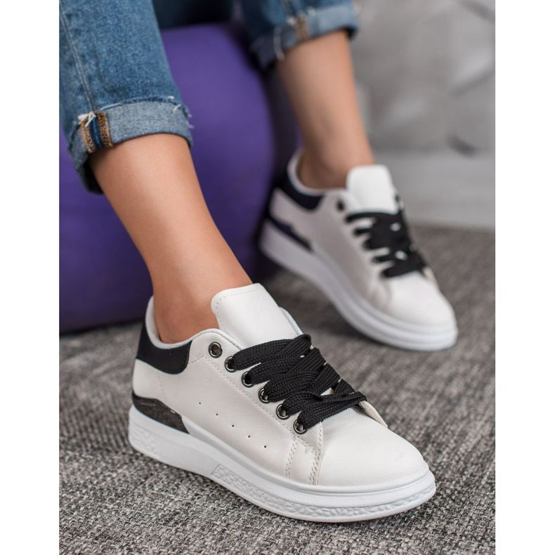 SHELOVET Tênis na plataforma com couro ecológico branco 1