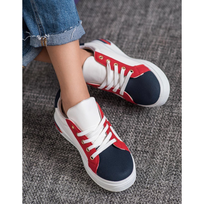 SHELOVET Calçados esportivos feitos de couro ecológico branco multicolorido 2